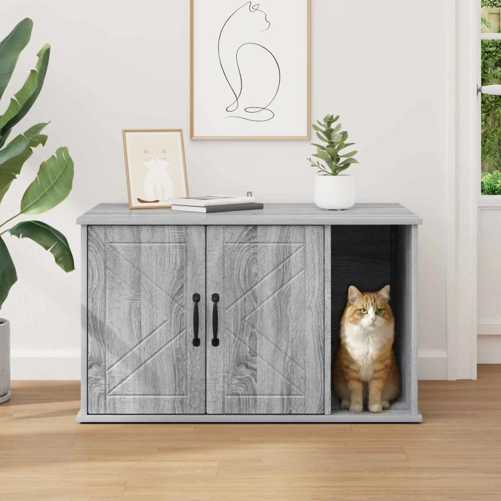 Casa per Gatti Grigio Sonoma 85 x 55 x 50 cm Legno multistrato 8000740