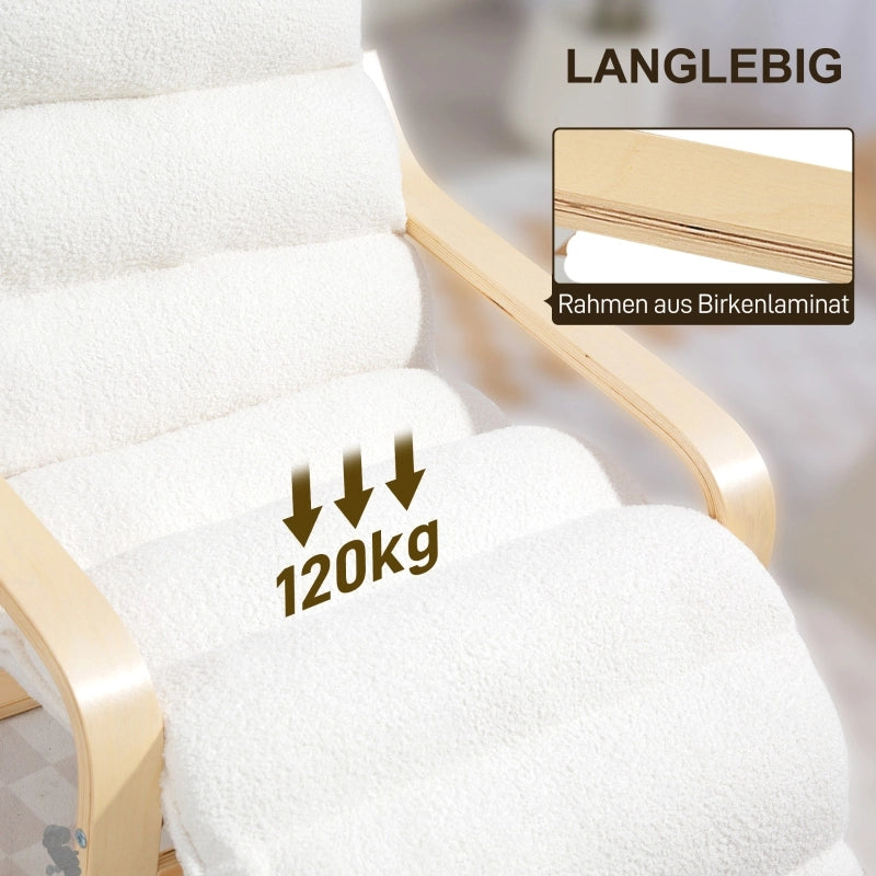 POLTRONA Relax con poggiapiedi regolabile 67x93-114x105 cm Bianco