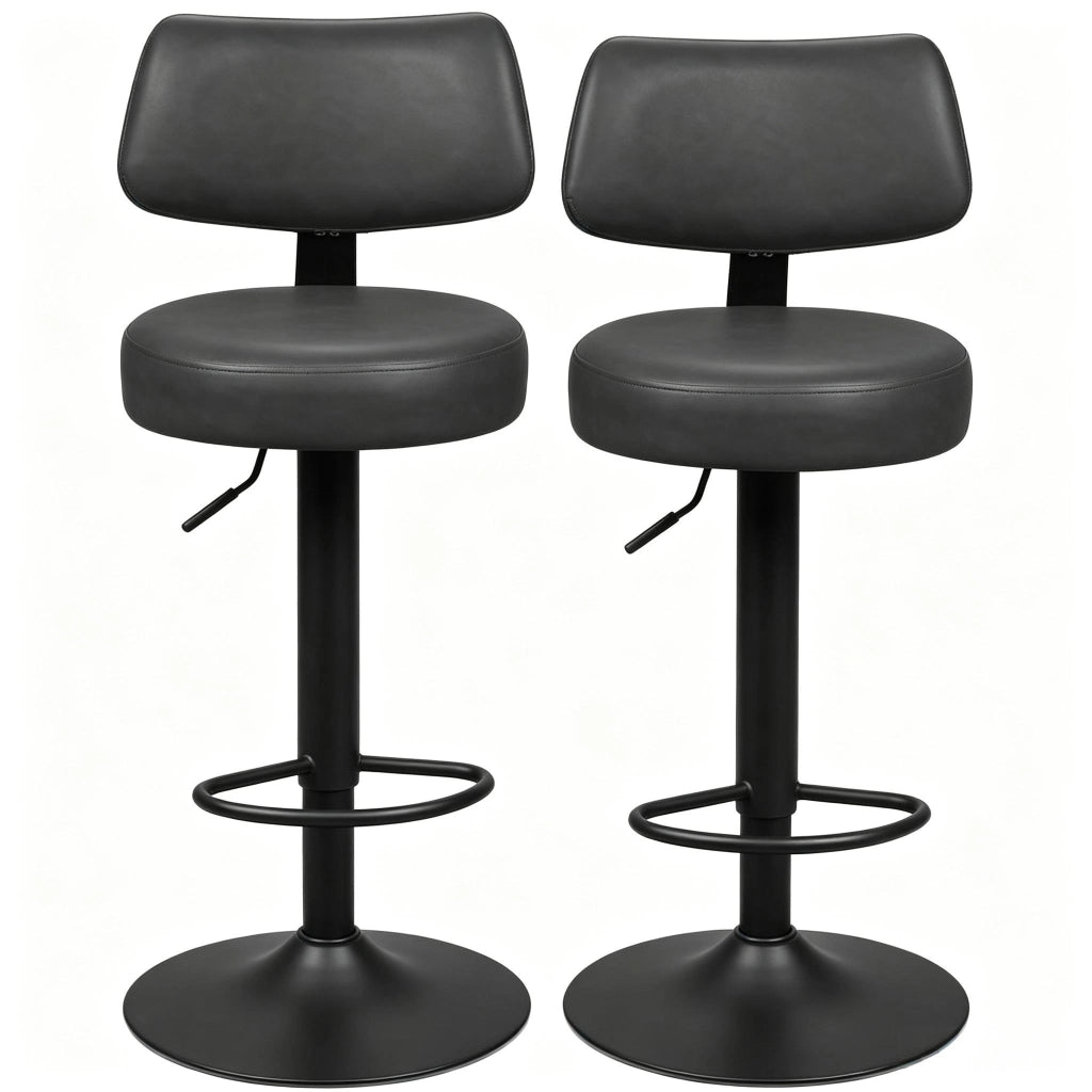 SGABELLO BAR Girevole e regolabile in altezza 41x41x84-109 cm Antracite Set da 2 pezzi
