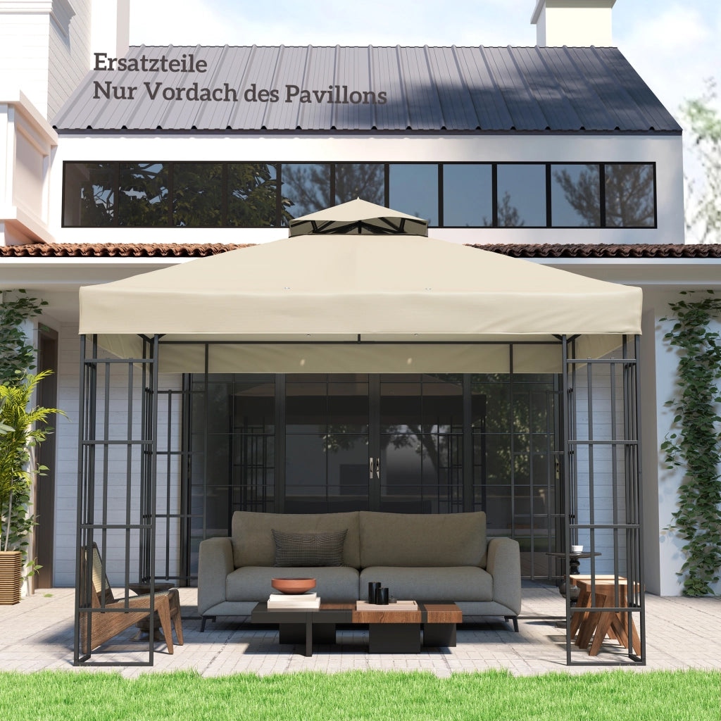 Telo di ricambio per gazebo 3x3 m, doppio tetto in Oxford 600D, bianco crema
