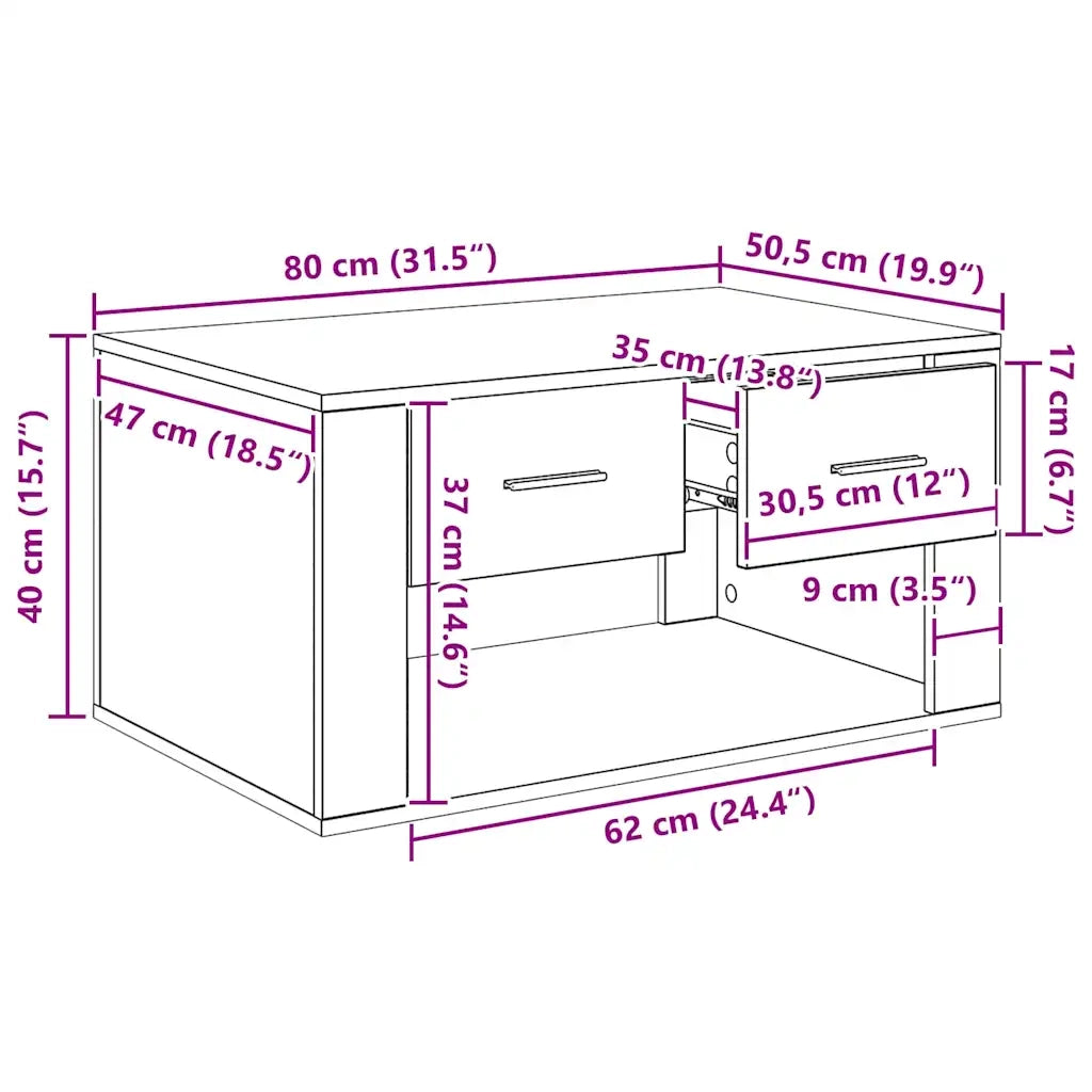 Tavolino da salotto Rovere artigianale 80 x 50 x 40 cm 881130