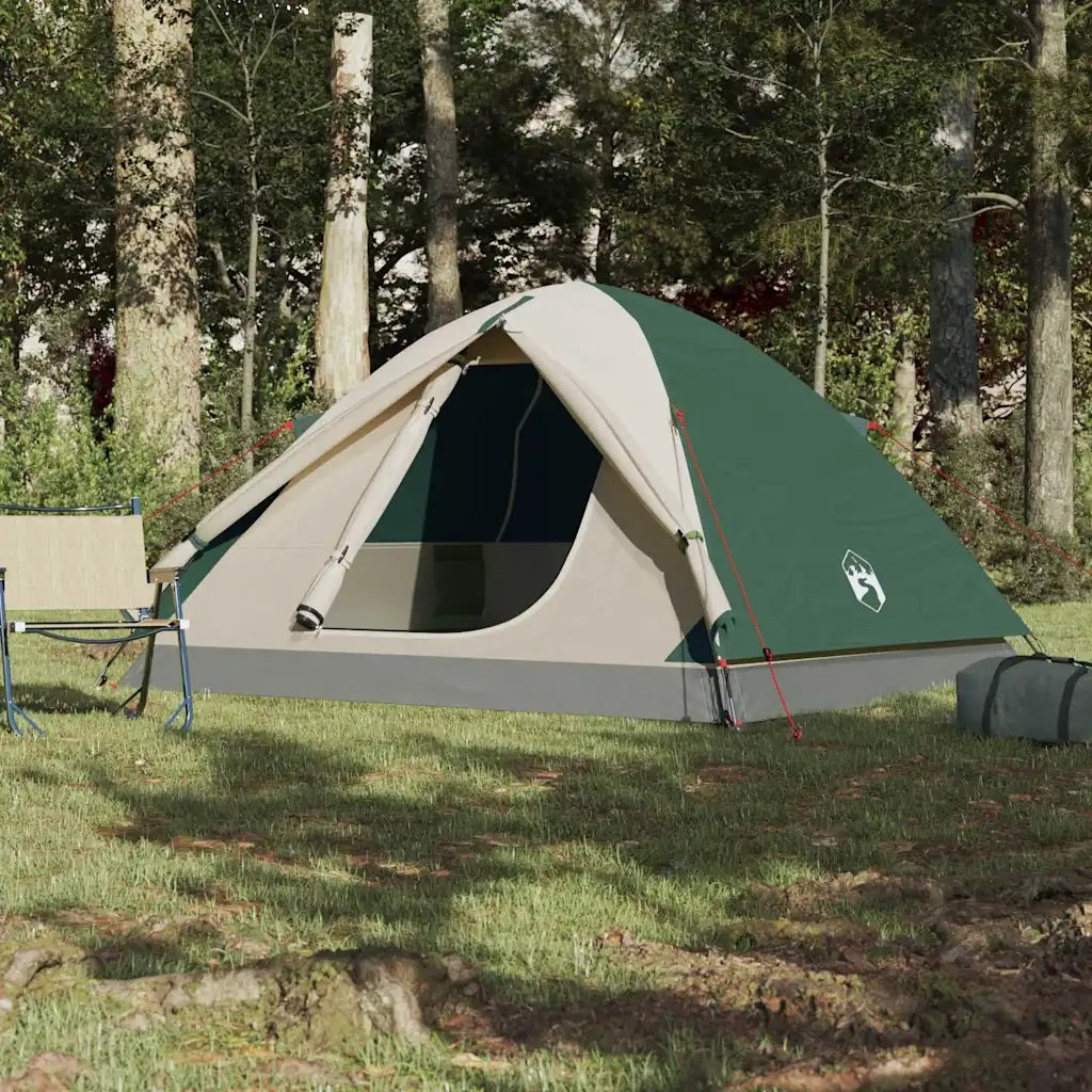 Tenda da Campeggio a Cupola per 3 Persone-Tenda per Escursionismo Verde Impermeabile 375383