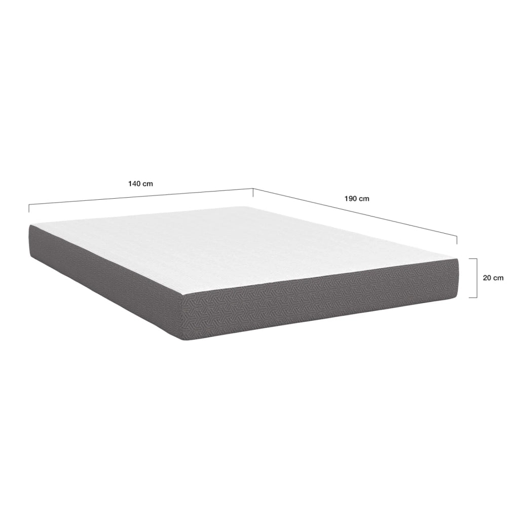 IDMarket - Colchón de espuma viscoelástica de 140 x 190 cm, 20 cm de grosor
