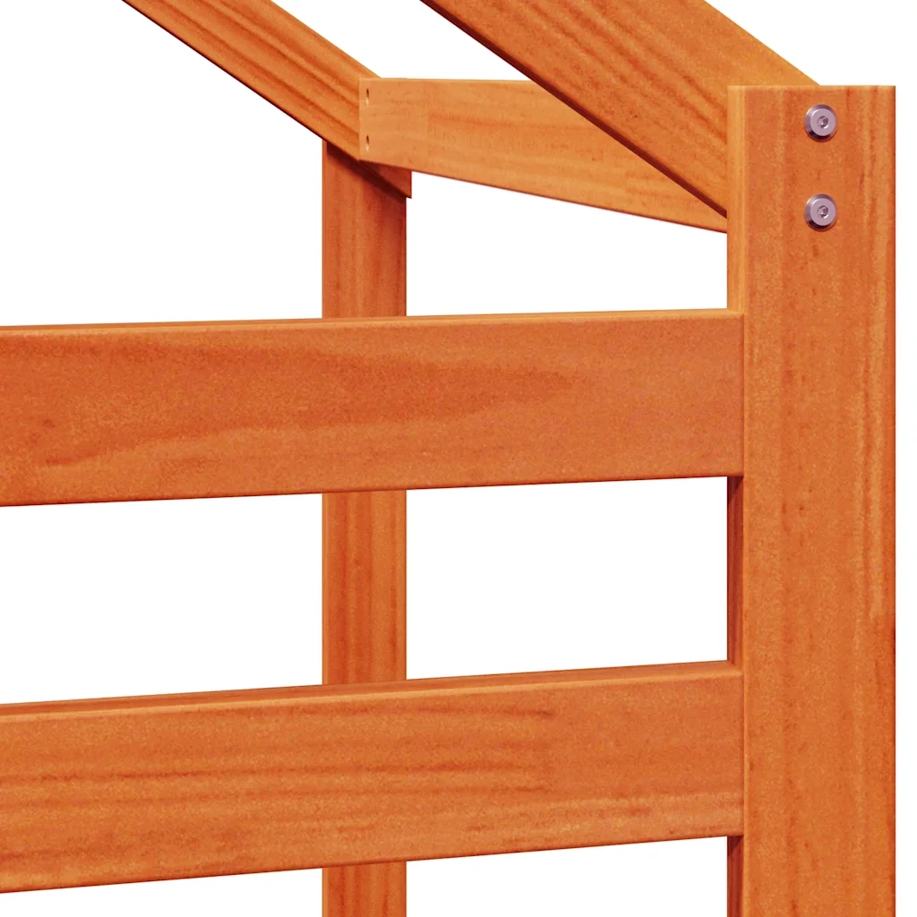 Tetto Letto Bambini Marrone Cera 188x82x113 Legno Massello Pino