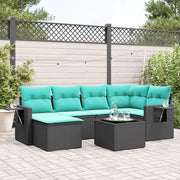 Set Divani da Giardino 7 pz con Cuscini Nero in Polyrattan 3220466