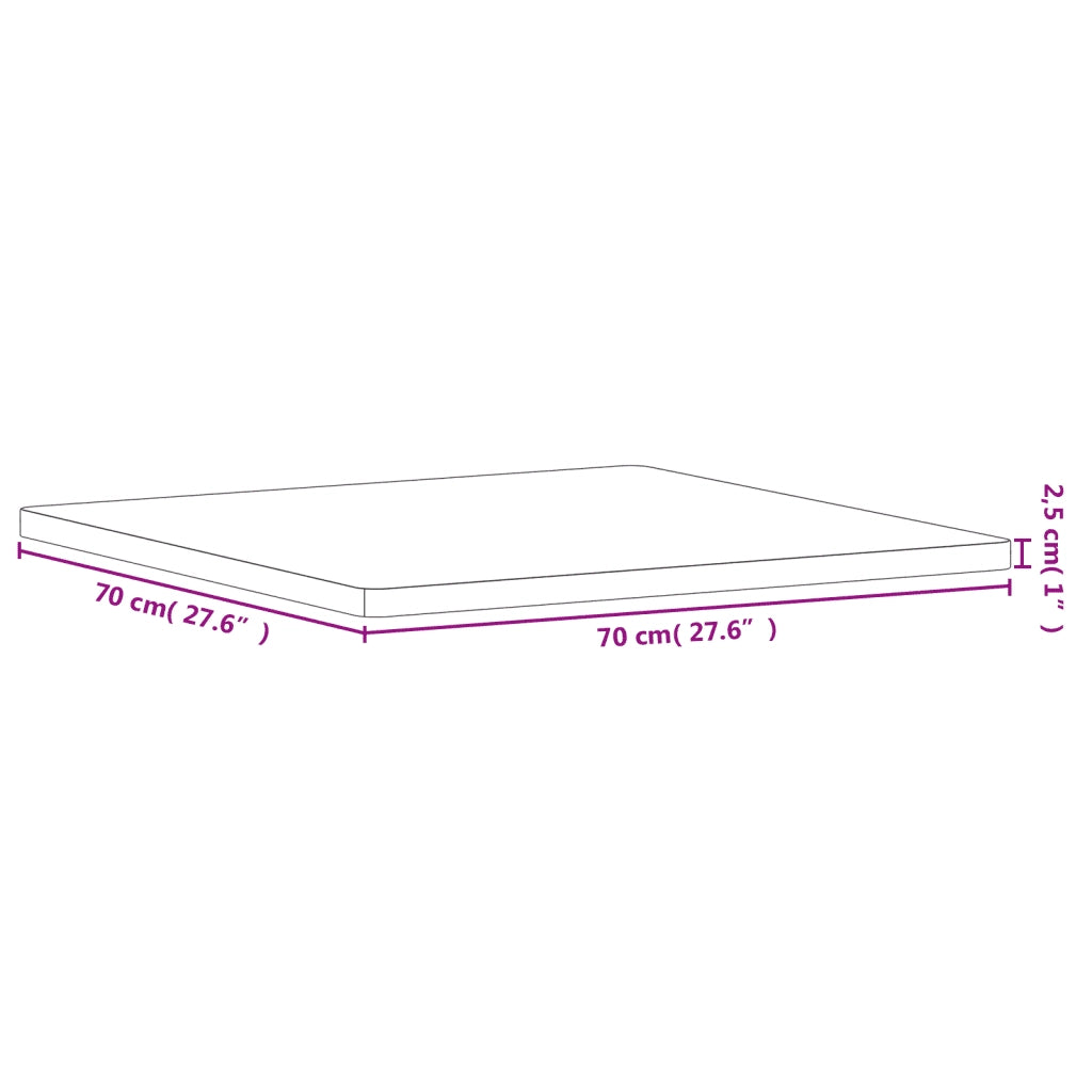 Piano per Tavolo | Superficie Tavolo | Piano Scrivania 70x70x2,5 cm Quadrato Legno Massello di Faggio
