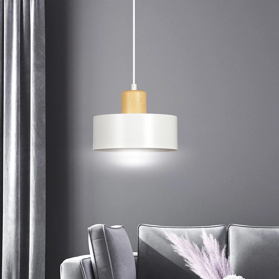 Lampada a sospensione Emibig Torin bianca legno E27