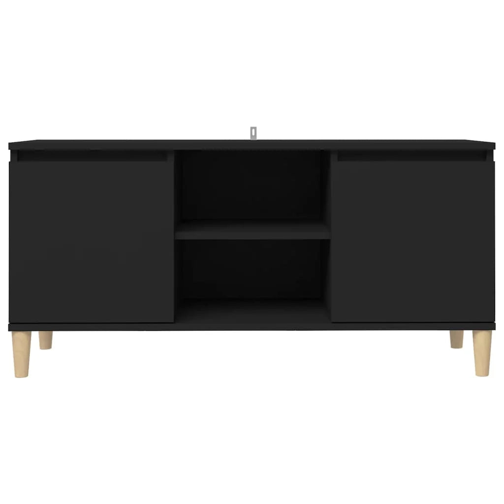 Mobile TV multimediale scaffale TV credenza mobile TV per sala da pranzo soggiorno camera da letto con gambe in legno massello 103,5 x 35 x 50 cm nero 02_0026845