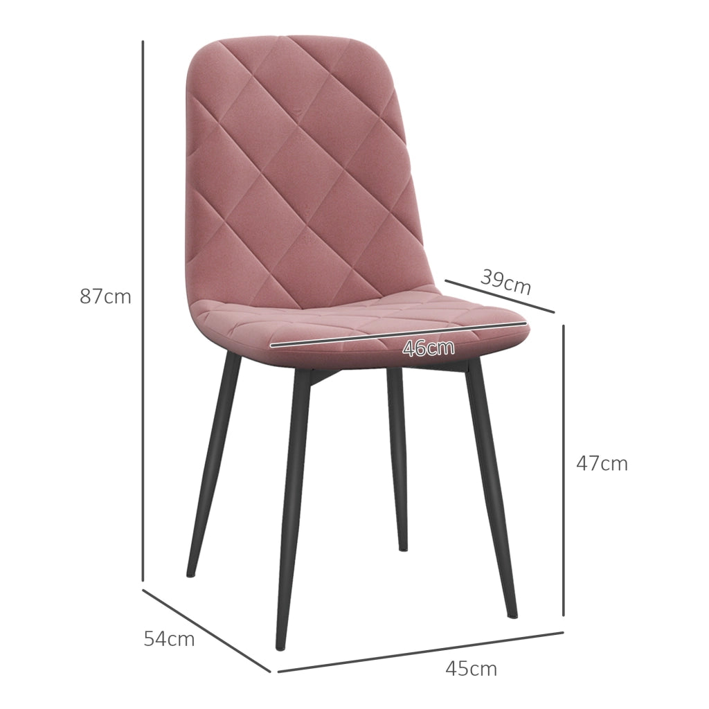 Set di 4 Sedie da Pranzo con Schienale in Velluto ¨C zephmum ¨C Rosa 45x54x87 cm