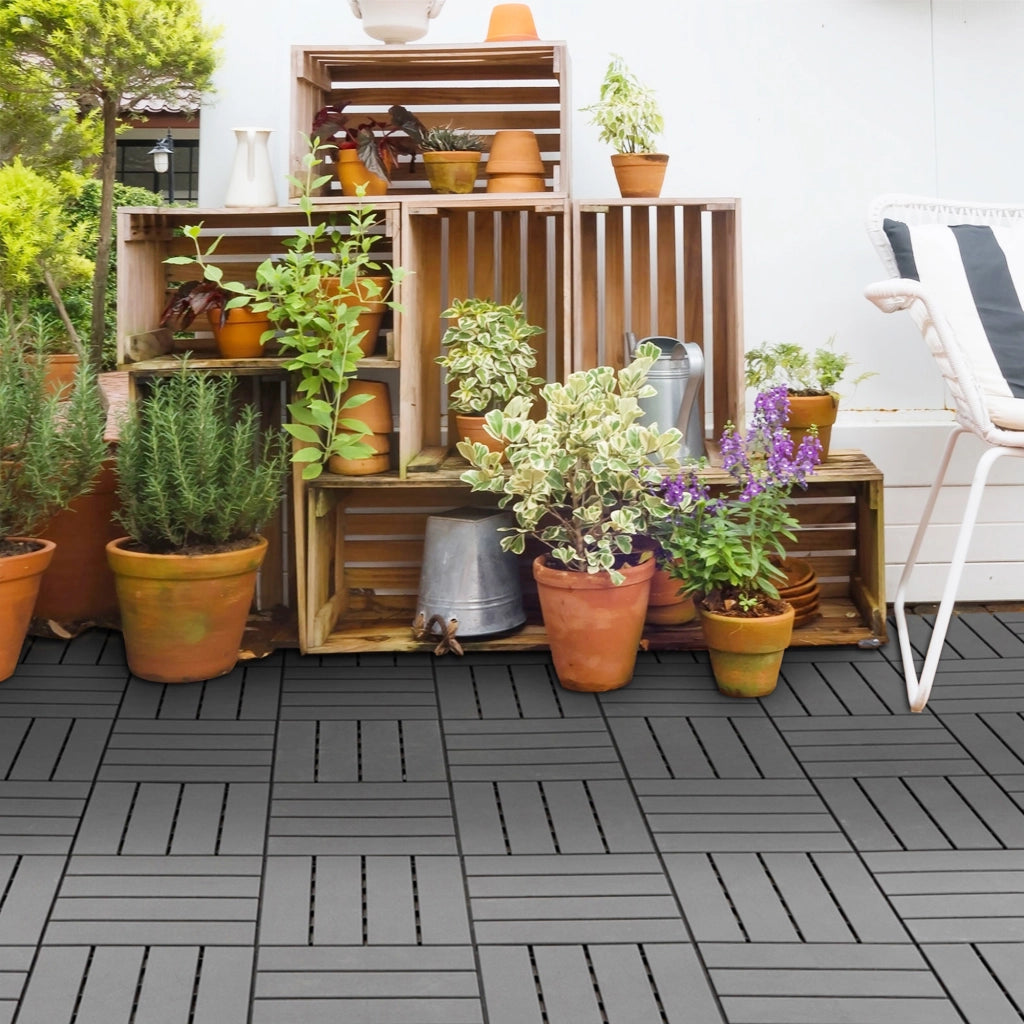 Set di 9 piastrelle quadrate 30x30 cm ¨C zephmum ¨C grigio 0.81 m2