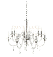LAMPADARIO DIDO 12 LUCI CRISTALLO E CROMO ATTACCO E14 D.83CM