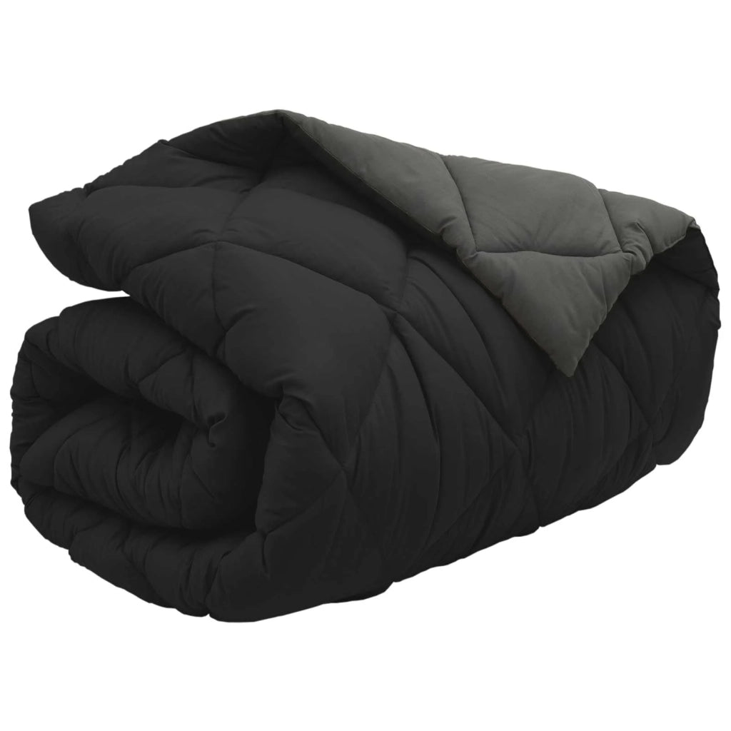 Piumone | Duvet Invernale Nero e antracite 140 x 200 cm Microfibra