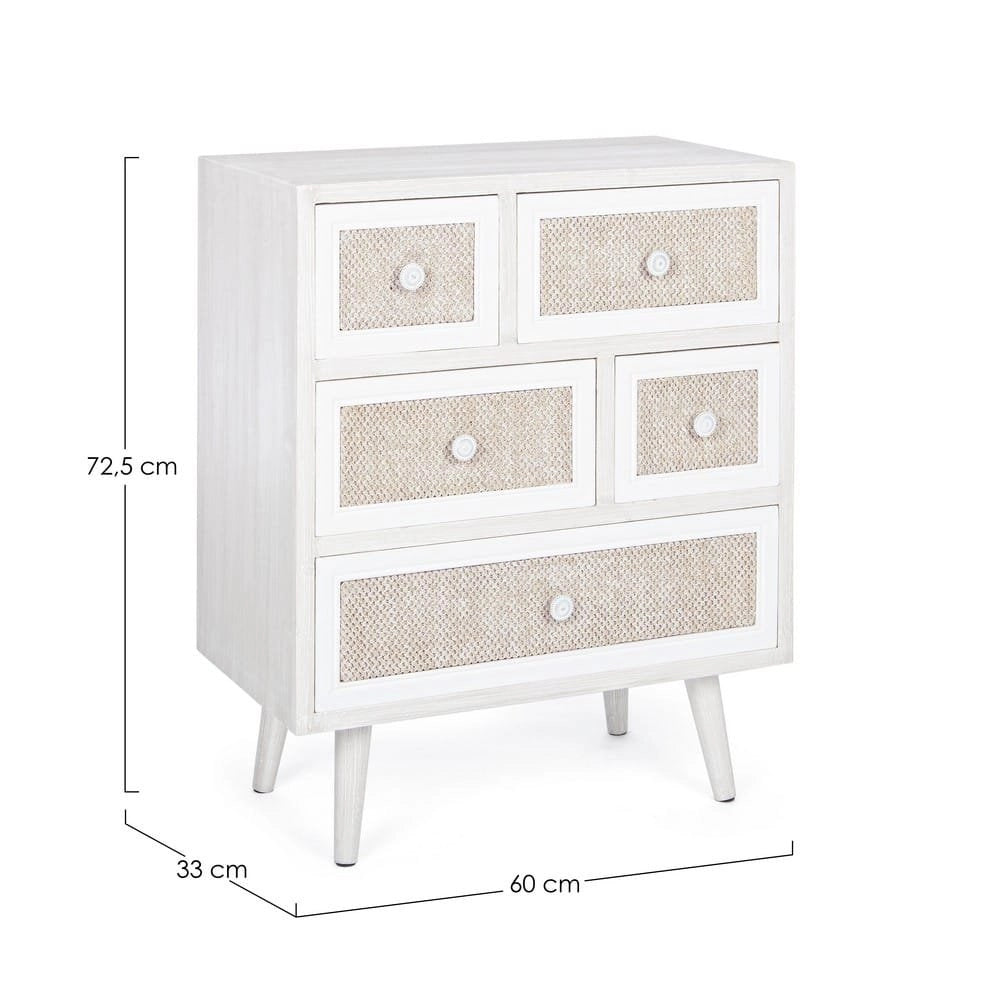 Cassettiera Legno Bianco Rustico da Interno - EVERETT