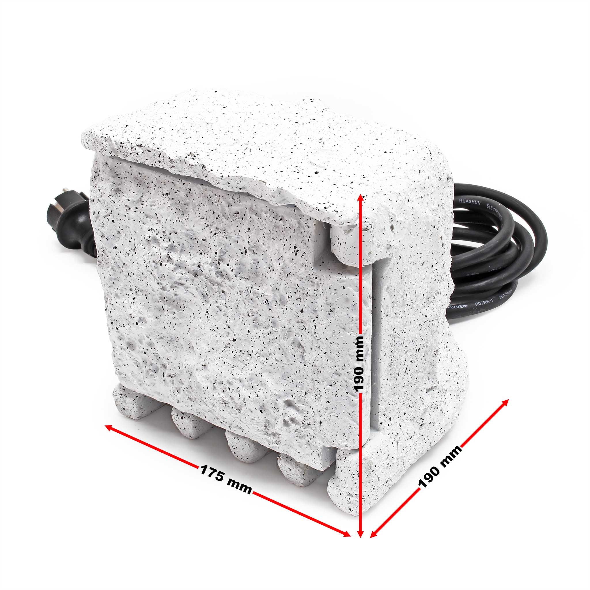 Presa multipla con timer, effetto pietra, Multipresa per esterno con 2 prese, protezione IP44