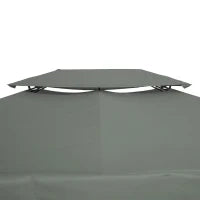 Copertura per Gazebo 4x3 m a 2 Livelli in Poliestere con Cinghie e 10 Fori di Drenaggio, Grigio Scuro