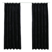 Tende Oscuranti | Tende Blackout con Ganci 2 pz Nere in Velluto 140x175 cm