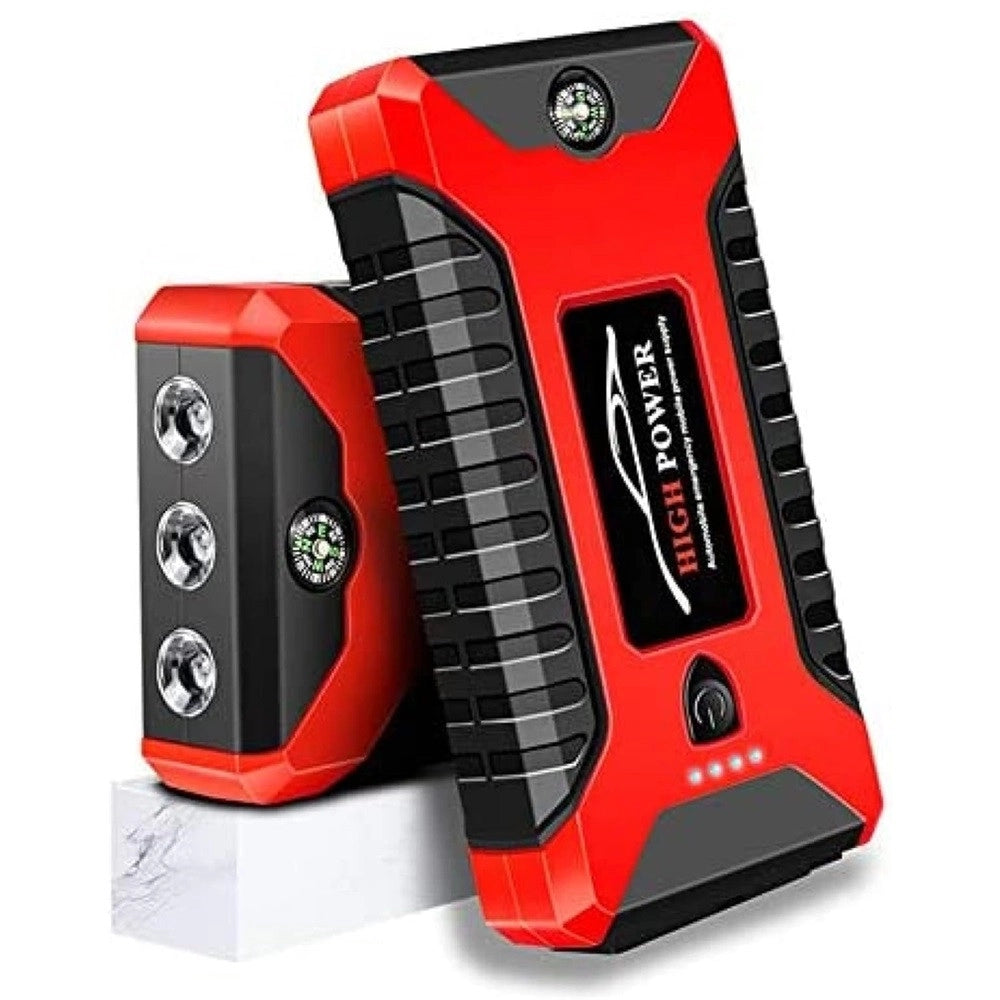 Trade Shop - Avviatore Di Emergenza Multifunzione Gonfiatore Per Pneumatici Auto 4 Porte Usb Torcia -