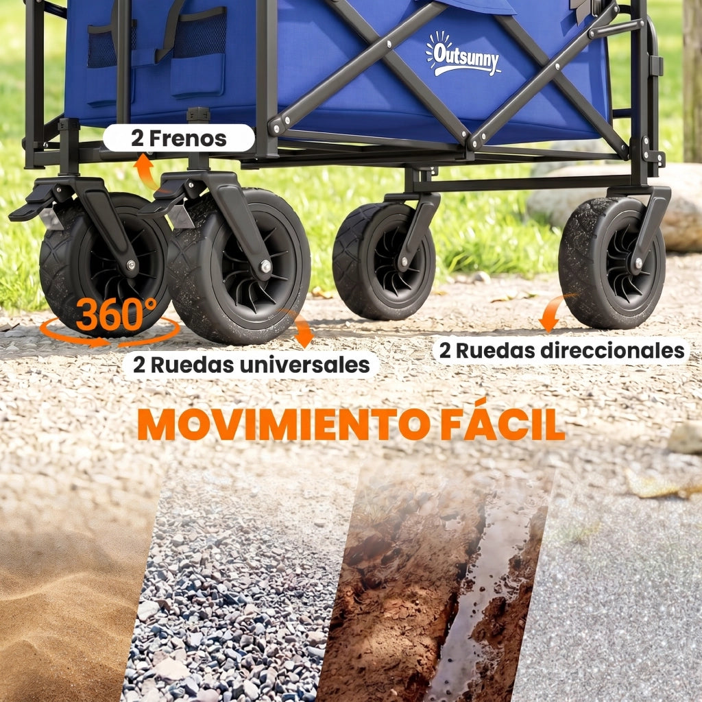 Carrello da Giardino Pleghevole ¨C zephmum ¨C Blu Scuro, Acciaio, 100 kg
