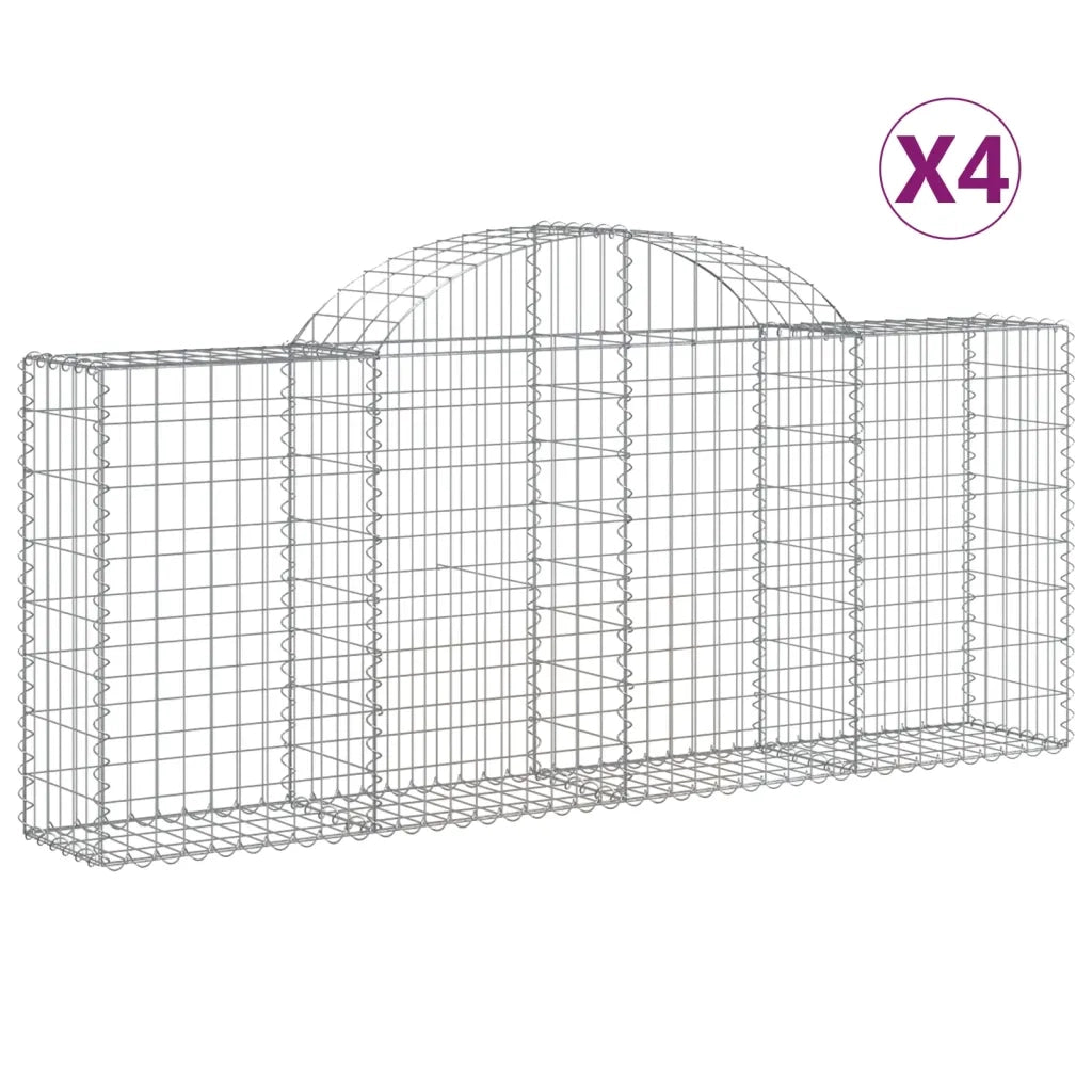 Cesti Gabbioni ad Arco 4 pz 200x30x80/100 cm Ferro Zincato 3146091