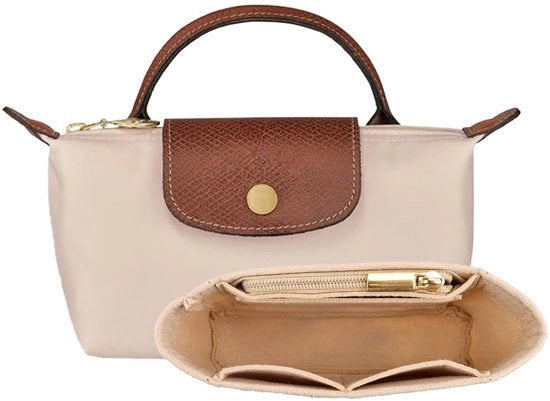Organizzatore per portafoglio per piccola borsa Longchamp, con diverse tasche, organizzatore per borsa da mano, adatto al formato mini (beige)