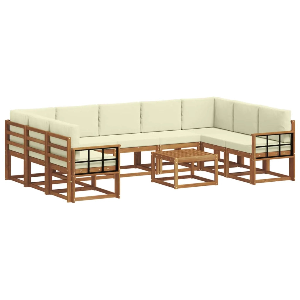 Set di divani da esterno con cuscino 10 pcs Naturale e Crema