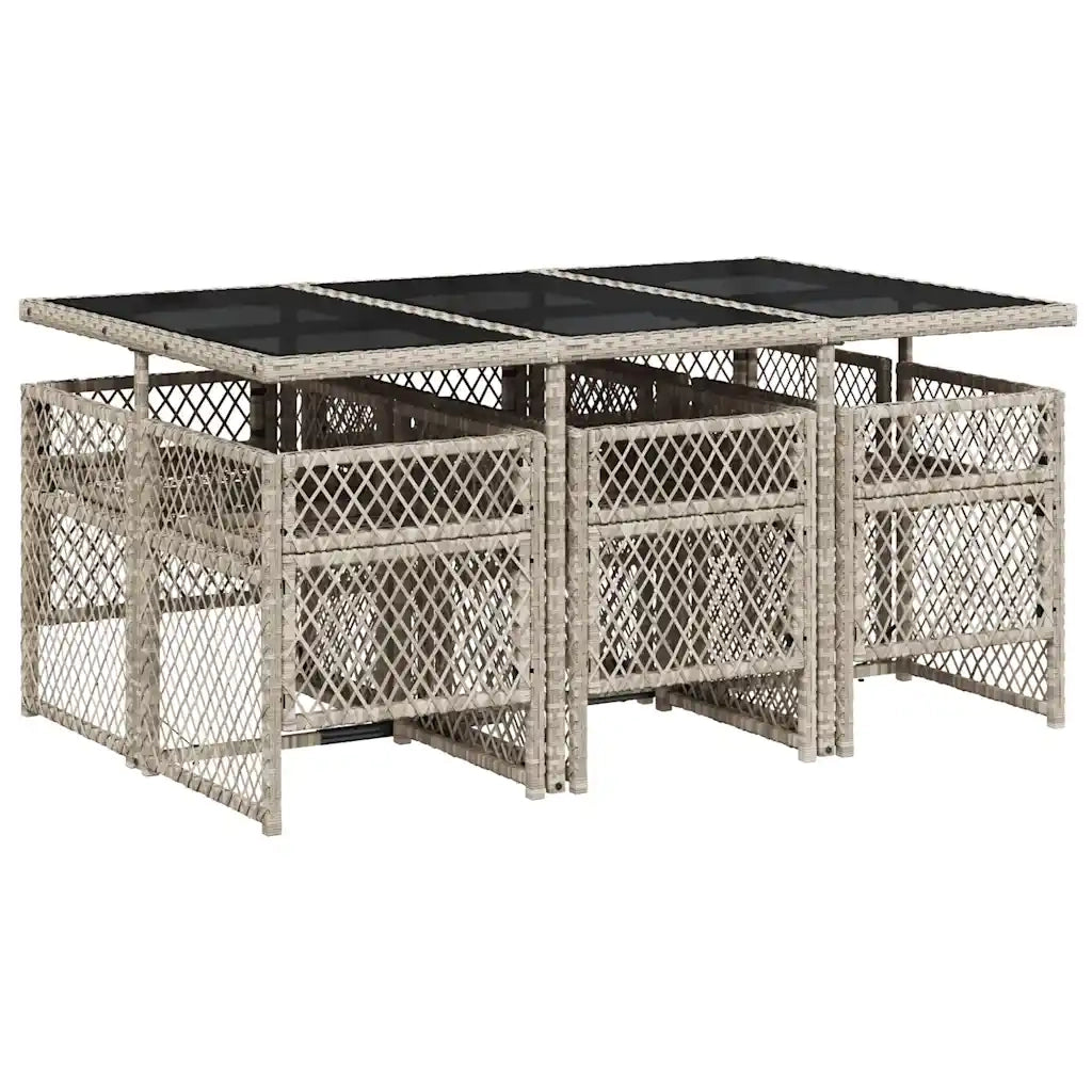 vidaXL Set da Pranzo da Giardino 7 pz Cuscini Polyrattan Grigio Chiaro