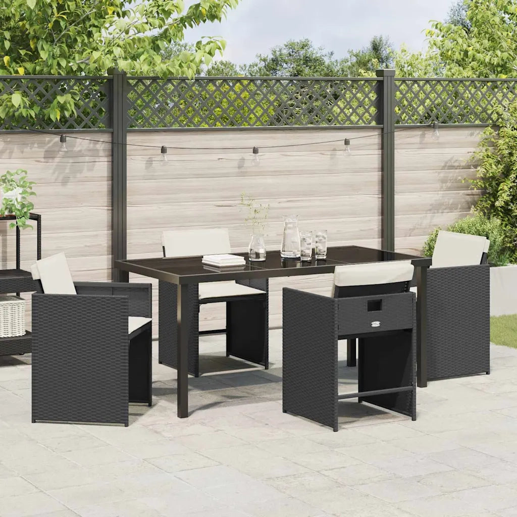 Set da Pranzo per Giardino 5 pcs Nero polyrattan 3380687