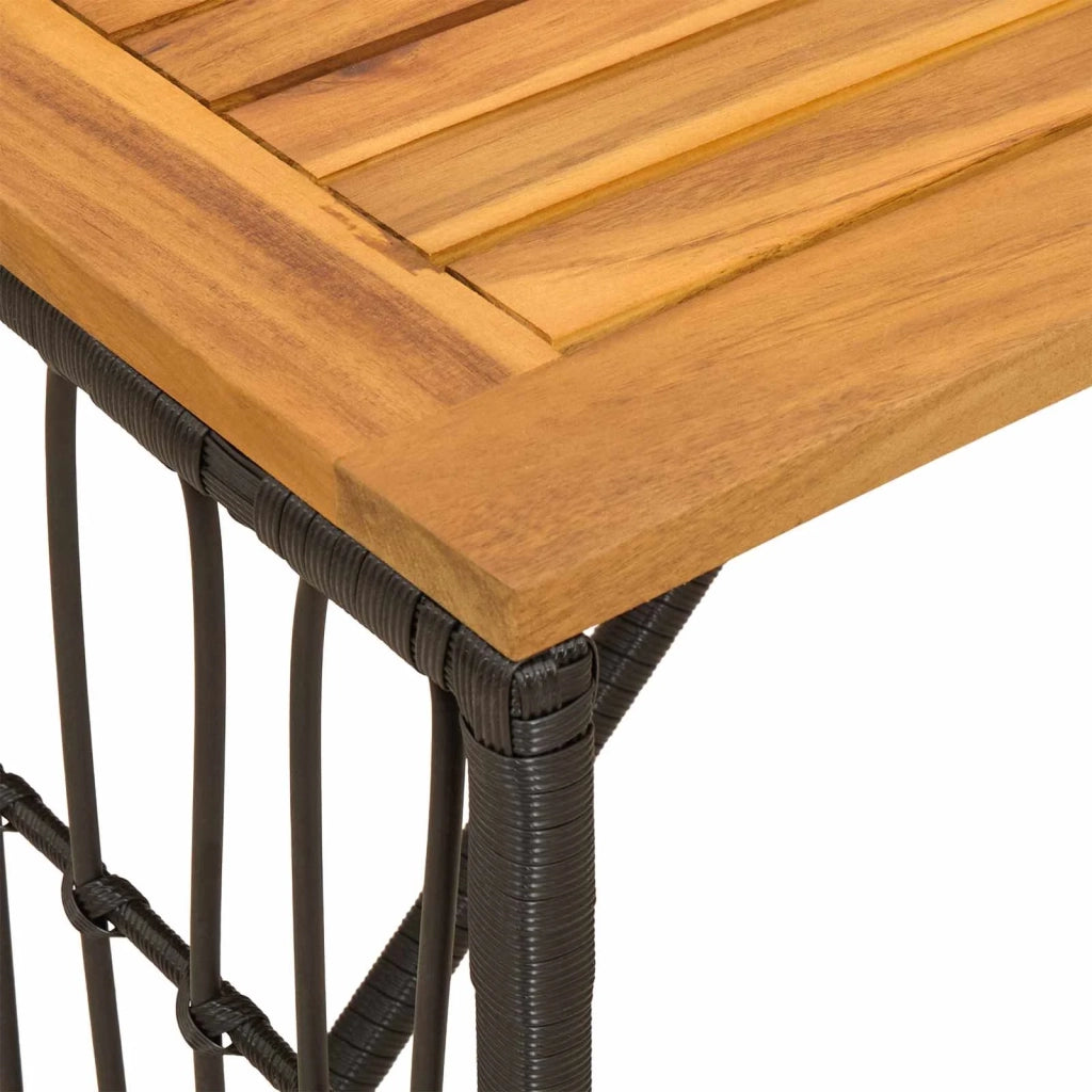 Tavolino da Giardino | Tavolo da Esterno Nero 80 x 40 x 40 cm Acciaio e Polyrattan
