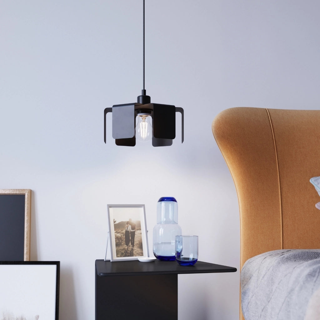 Lampada a sospensione CROCUS nera metallo E27 Pure Lume