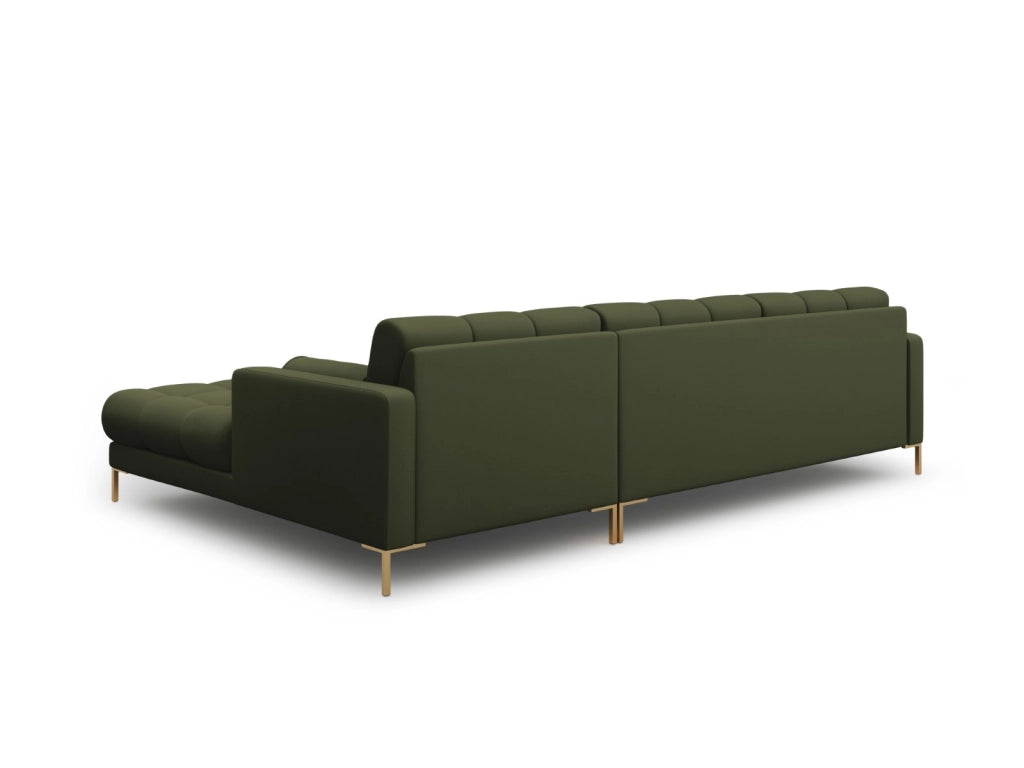 Cosmopolitan Design - Divano angolare destro "Bali" 5 posti in tessuto strutturato verde 