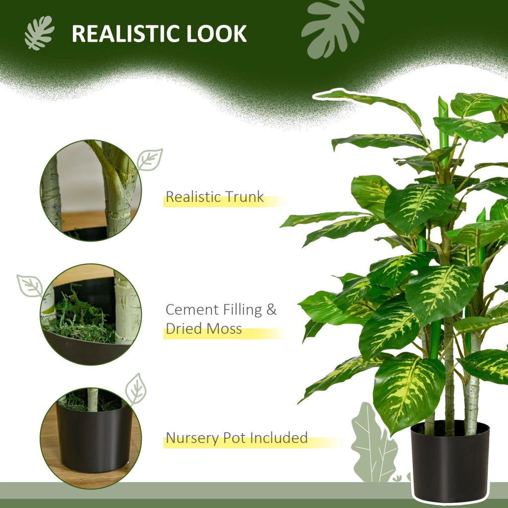 Pianta Artificiale Sempreverde H95 cm con Vaso per Interni ed Esterni Verde