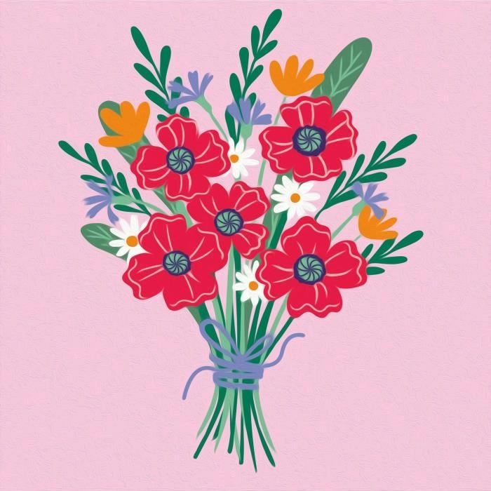 CreArt 20x20 cm Bouquet di papaveri, Tempo libero creativo, Adulto, Dipingi con i numeri, 25519, Ravensburger