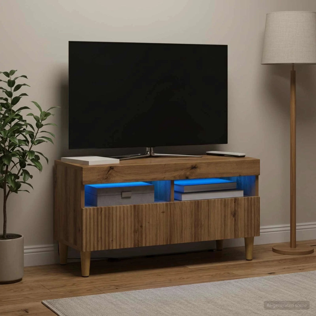 Mobile TV LED Rovere Artigianale Legno ingegnerizzato 896784