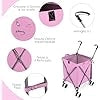 Carrello Spesa Pieghevole con Ruote, Carrello Portaspesa con Fodera in Tessuto Oxford Rimovibile e Impermeabile, 90L, Capacità di peso 55 kg (Rosa)