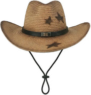Cappello da sole con protezione UV - Stile cowboy per donne - Cappello di paglia - Larga fascia 9 cm - Design retro - Leggero e respirabile