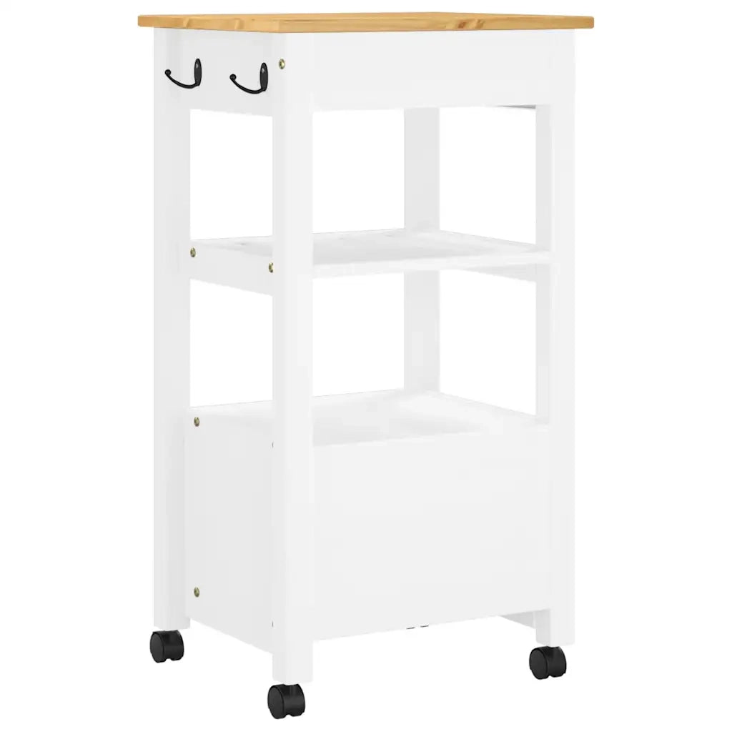 Carrello da Cucina-Scaffale per Cucina MONZA 48x40x88,5 cm in Legno Massello di Pino 370402