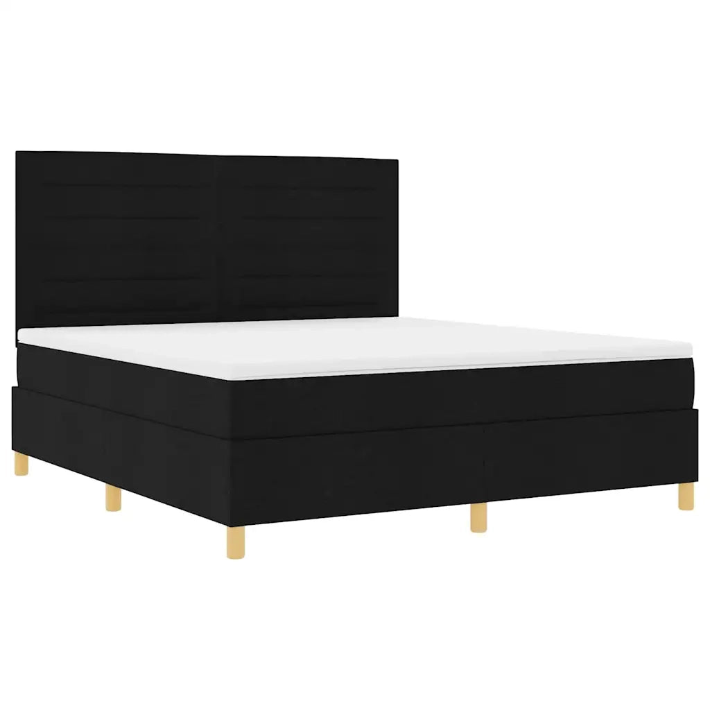 Letto a Sorgente LED con materasso Nero 180 x 200 cm Tessuto 3343042