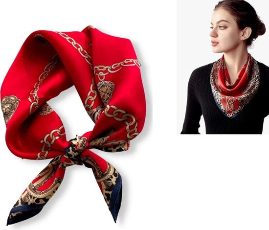 Set di sciarpe in seta per donne - 53x53 cm - Sciarpa quadrata per donne - Collare - Sciarpa piccola - Foulard per donne - Set di foulard in seta per donne - Bandana trendy e foulard elegante