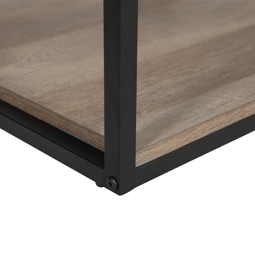 Tavolino Piano in Legno Scuro Struttura in Metallo Nero 56 x 56 cm Quadrato Moderno Soggiorno Industriale