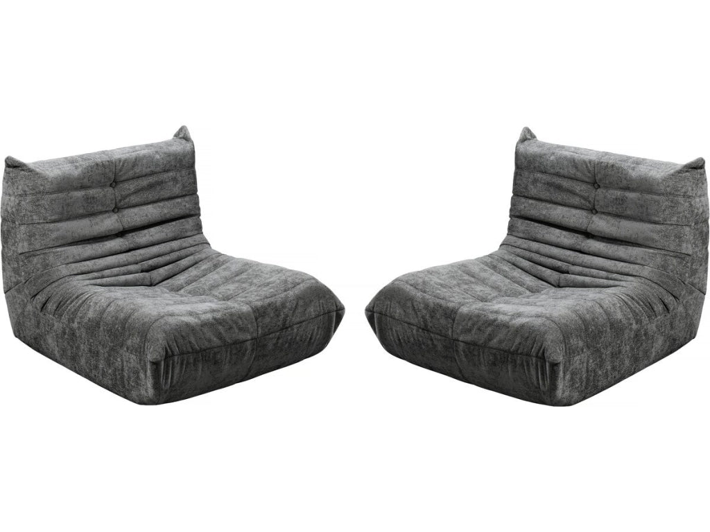 Set di 2 poltrone componibili in tessuto testurizzato "Velasca" - Grigio