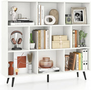 Libreria in legno con 7/8/10 scomparti aperti, scaffale per libri con piedini in metallo e kit antiribaltamento, scaffale a 3 livelli per soggiorno, ufficio (120 x 24 x 107 cm)