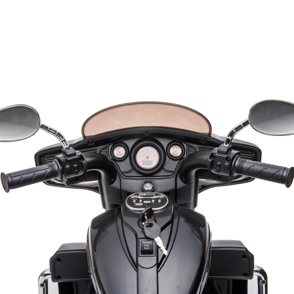 Moto Giocattolo Elettrica per Bambini ¨C Minimal ¨C 3 Ruote, Avviamento a Chiave, Fari, Portabagagli