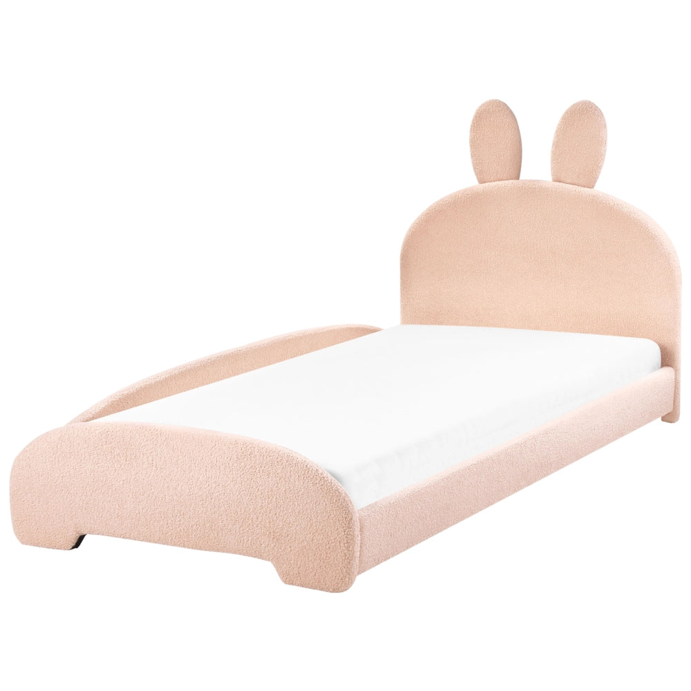 Letto Beige Beige Boucle Imbottito Telaio Poggiatesta 3ft EU Singolo Dimensione Camera da letto Bambini Camera Moderna Tradizionale