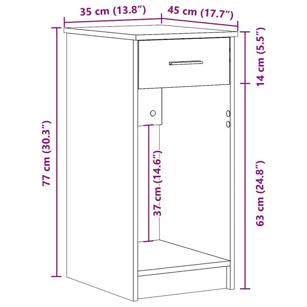 Supporto per Computer a Torre con Cassetto Rovere 35x45x77 cm CFW4141549