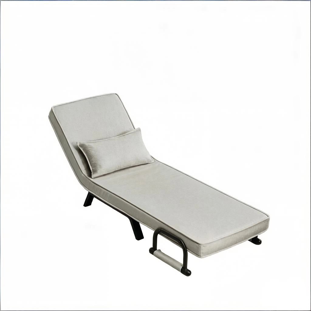 POLTRONA 3 in 1 Convertibile 65 x 78 x 75 cm Grigio chiaro Lino, metallo e schiuma