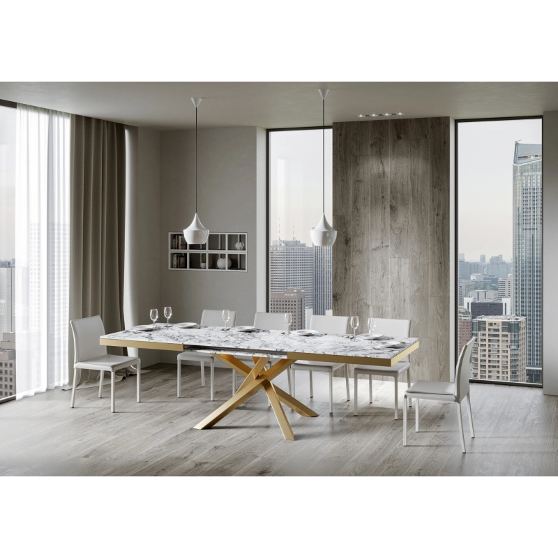 Tavolo allungabile 90x180/440 cm Volantis Evolution telaio Oro - Cemento