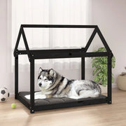 Cuccia per Cani Nera 111x80x100 cm in Legno Massello di Pino 822221