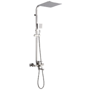LANA | Set pioggia Premium in acciaio inox spazzolato argento | Miscelatore doccia di design | Miscelatore doccia completo di doccetta