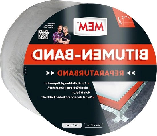 Tape bitume autoforato - Nastro di sigillatura UV-resistente - Pellicola protettiva 15mm - 10cm x 10m Alluminio