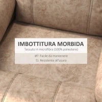 Poltrona Relax Reclinabile Manuale in Tessuto con Poggiapiedi Estraibile e Tasca Laterale, Beige